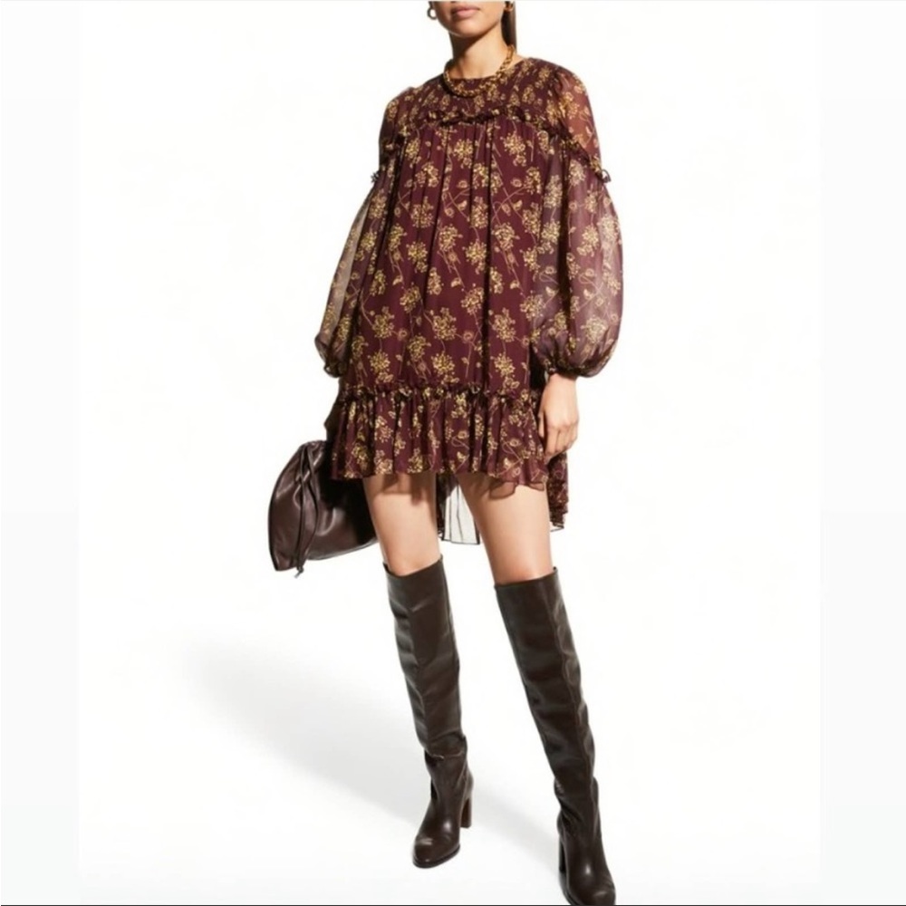 Cinq a Sept Zola Floral Print Puff Sleeve Mini Dress Sz 6 Medium - Picture 13 of 14